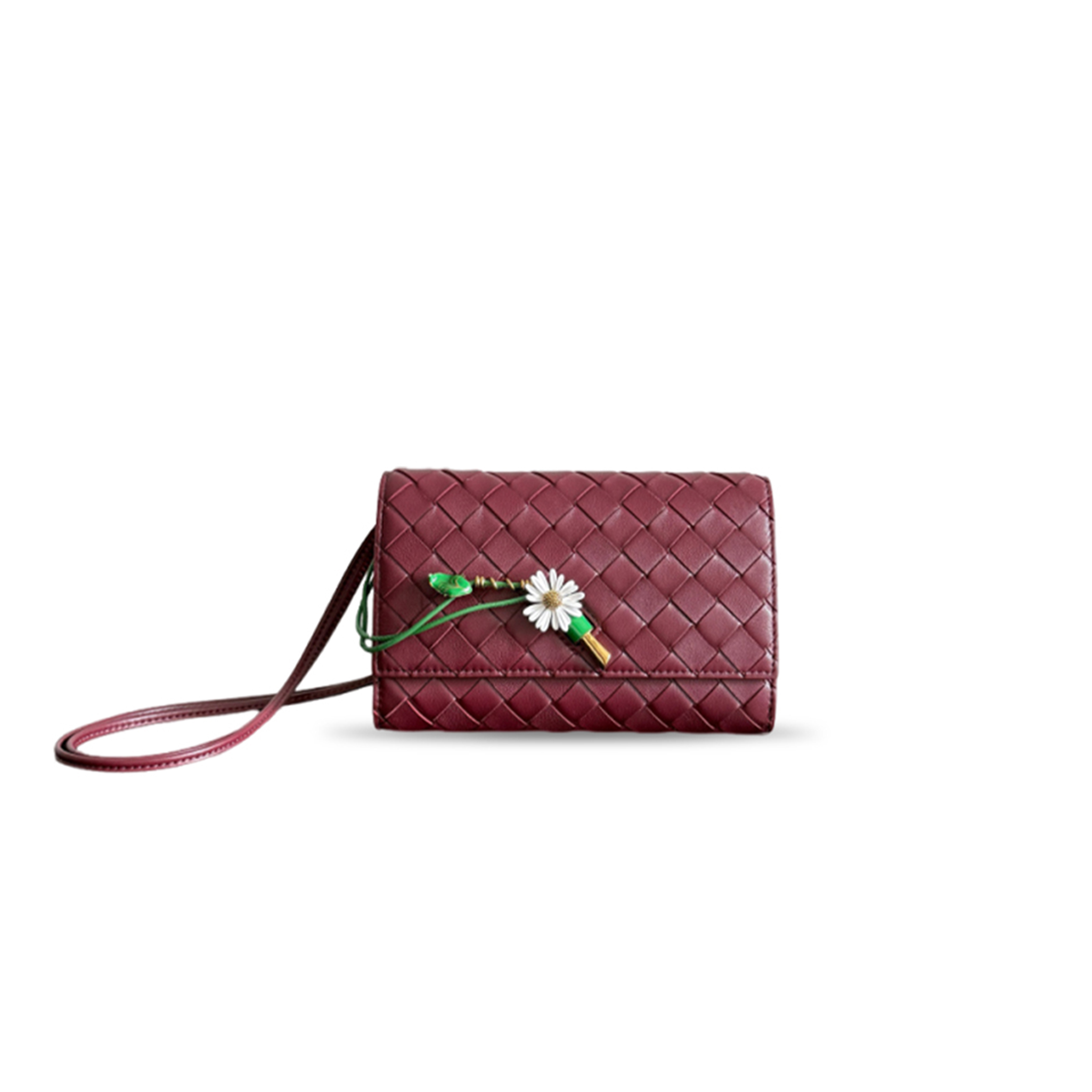 BOTTEGA VENETA LEATHER ANDIAMO DAISY CROSS-BODY BAG 838870 (19*12.6*2cm) 